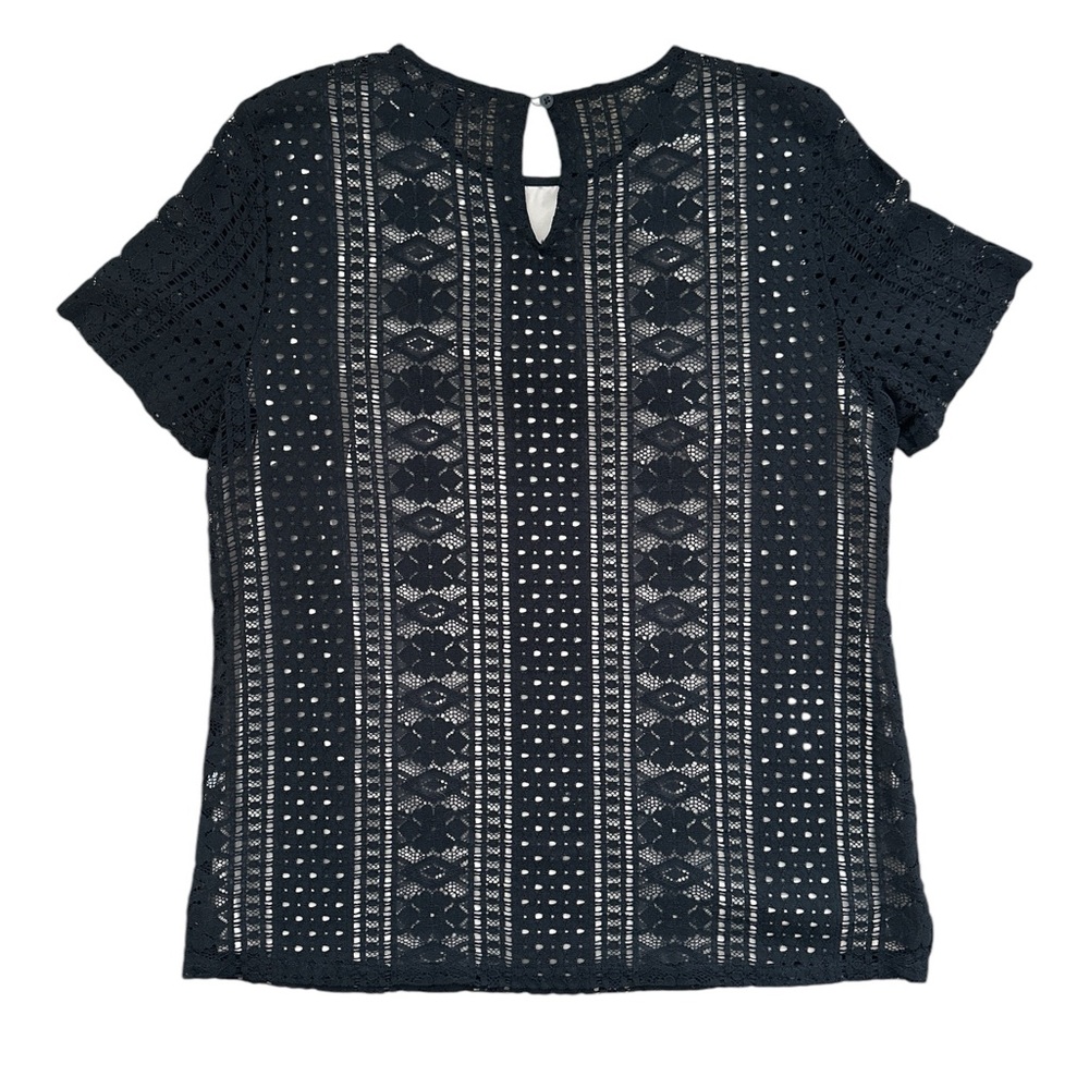 Banana Republic Factory black “crochet” look top with nude front liner, Medium